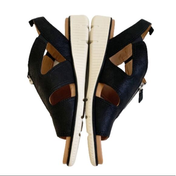 Nurture Wedge Sandal Sersey Black Leather Zipper Wedge Sandals Size 10 NIB - Picture 6 of 11